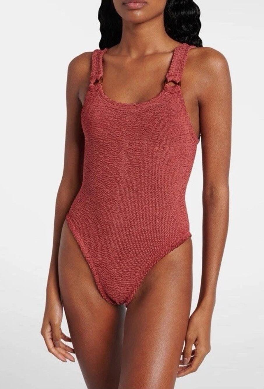 Hunza G - Domino swimsuit Crinkle One Piece One Size NEW $268